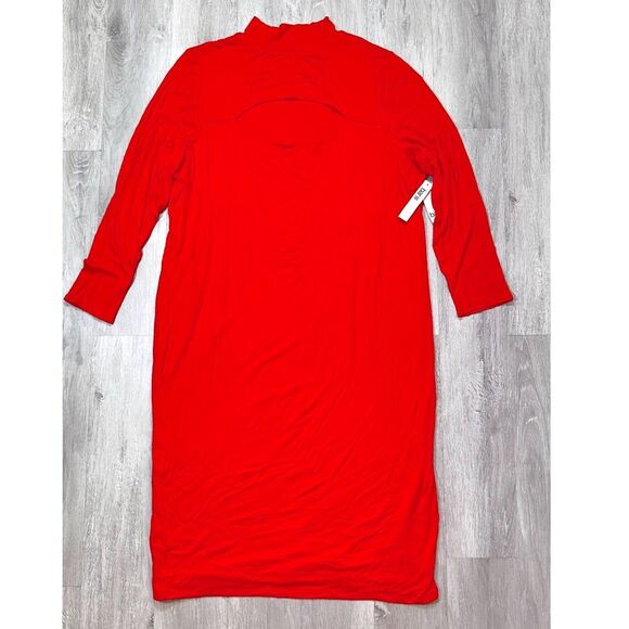 Bar III Women's Plus Size NWT Holiday Red Long Sleeve Bodycon Midi Dress 4X - Picture 2 of 3